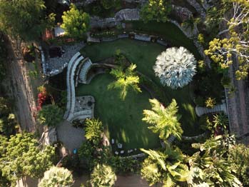 drone shot of garden