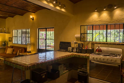 Kitchen with six burner stove